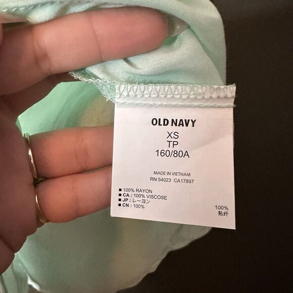 NWT Old Navy Mint Green See Through Tie Front Button Up Blouse XS - Picture 4 of 6